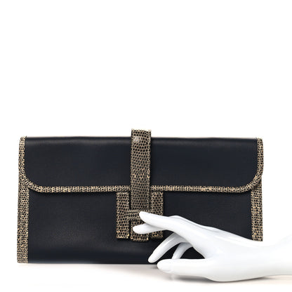 Hermes Swift Lizard Jige Elan Touch 29 Clutch Bleu Nuit Ombre 2 of 7