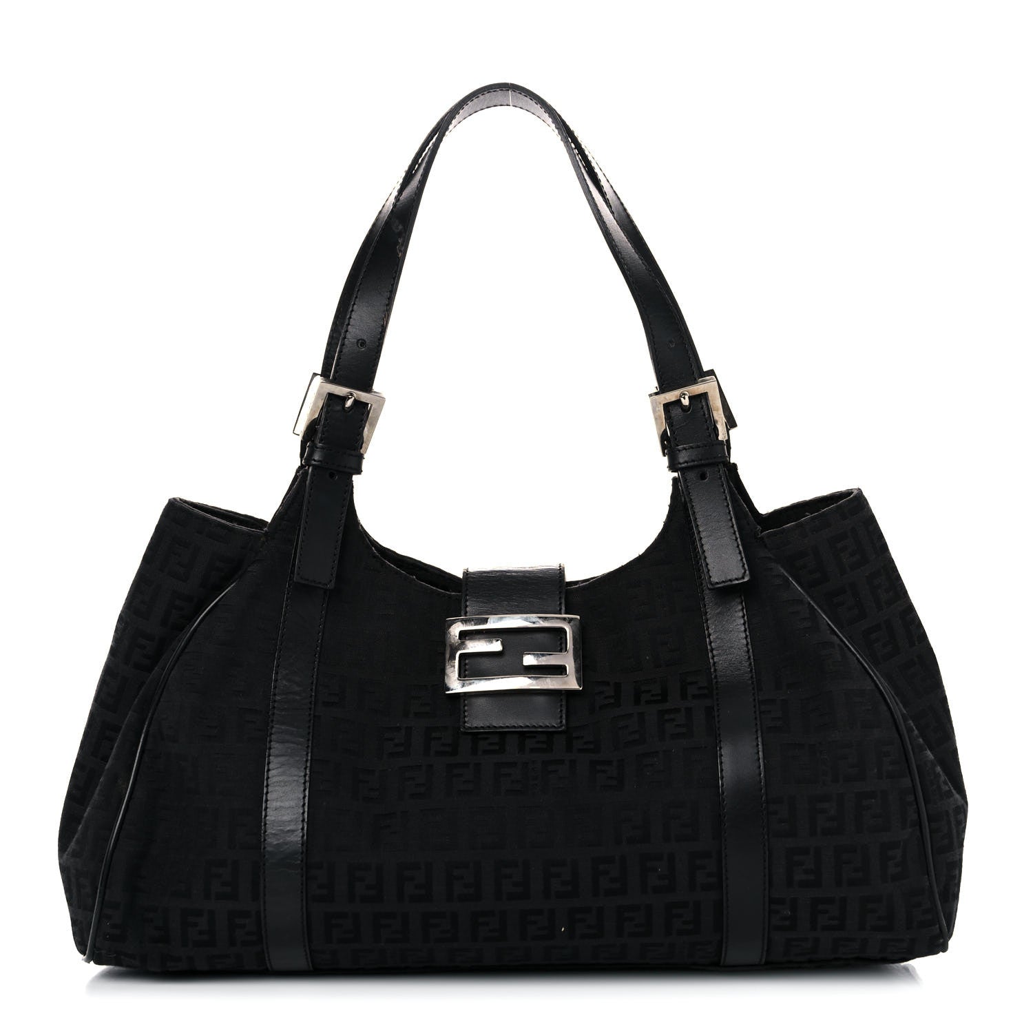 Fendi Zucchino Vitello Shoulder Bag Black 1 of 23