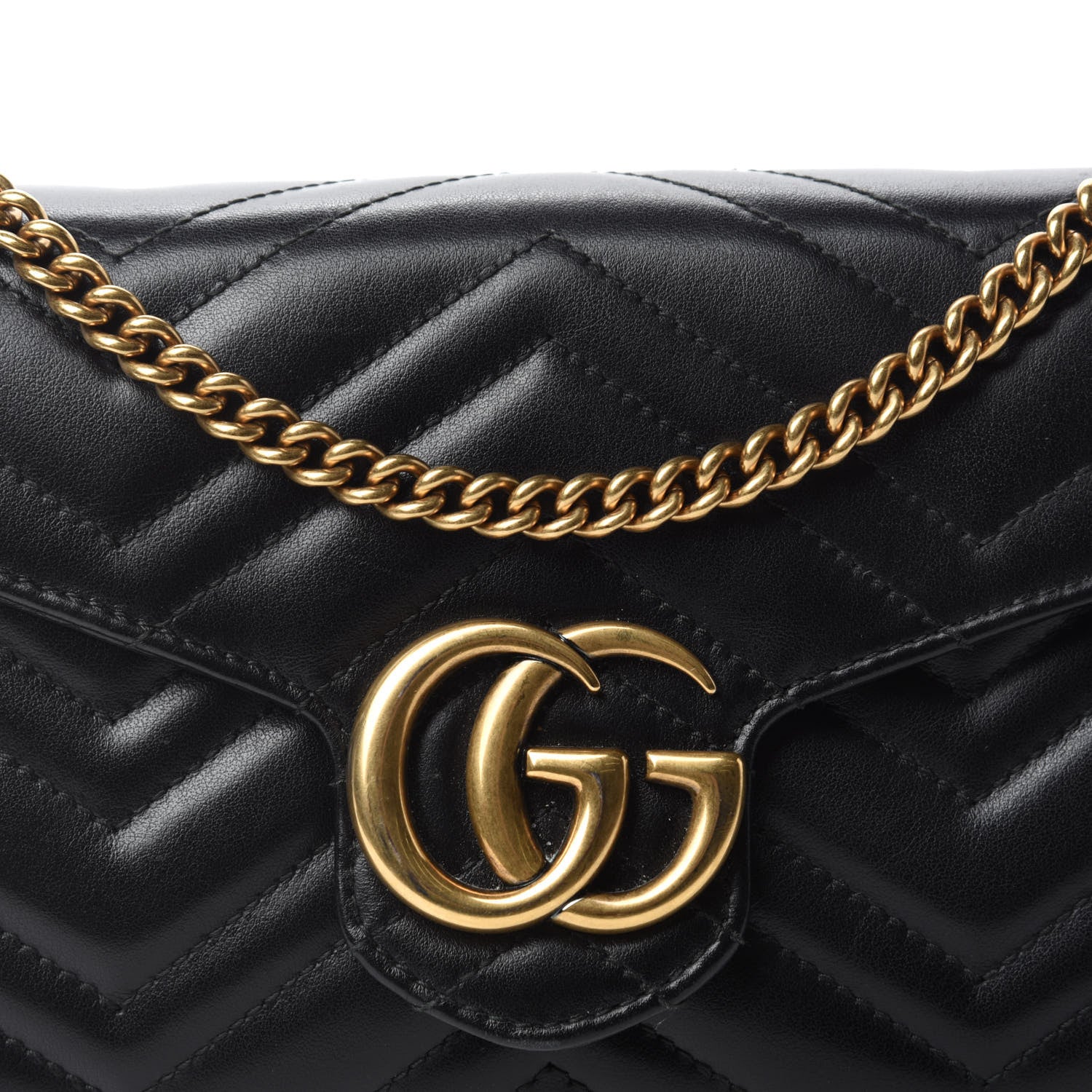 Gucci Calfskin Matelasse GG Marmont Chain Wallet Black 10 of 10
