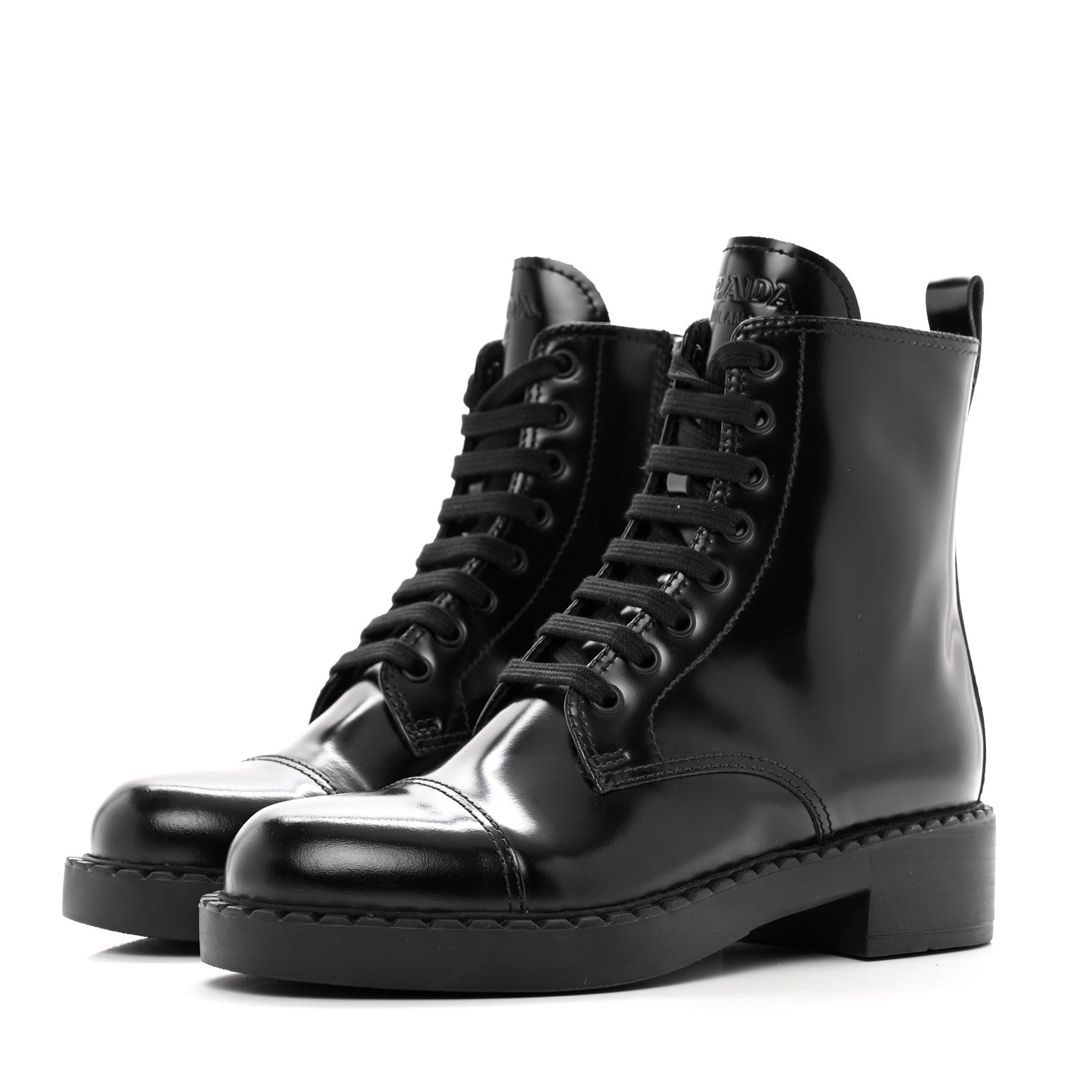 Prada Spazzolato Chocolate 50mm Combat Boots 36 Black 3 of 10