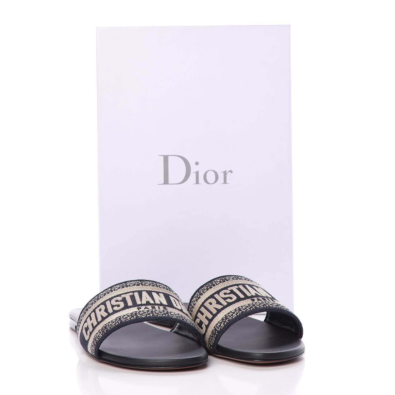 Christian Dior Canvas Embroidered Dway Mules Slide Sandals 40 Deep Blue 10 of 10