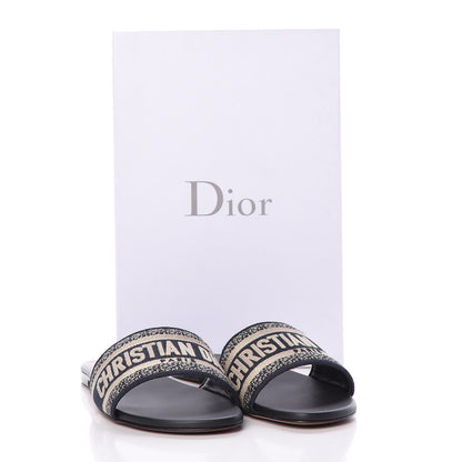 Christian Dior Canvas Embroidered Dway Mules Slide Sandals 40 Deep Blue 10 of 10