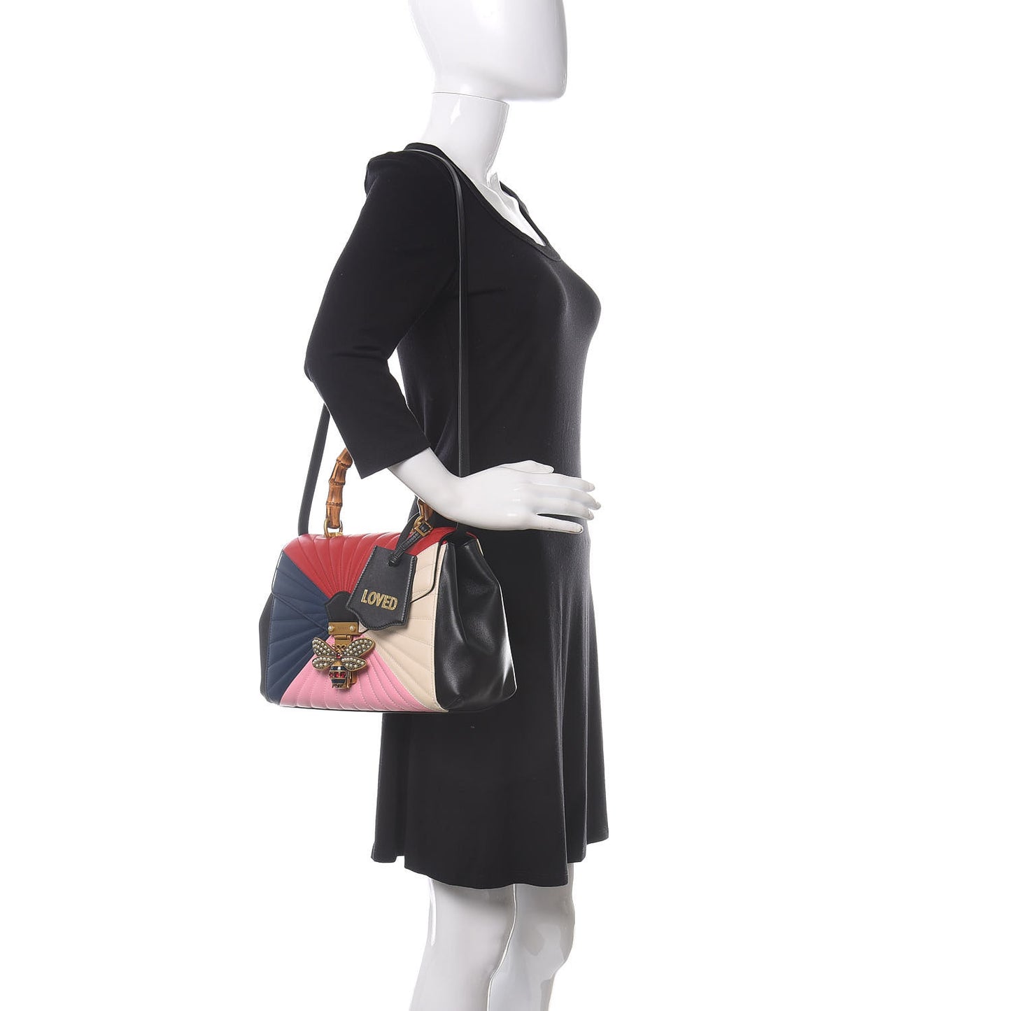 Calfskin Bamboo Trapuntata Queen Margaret Top Handle Bag Blue Agata Hibiscus Red Mystic White Sugar Pink