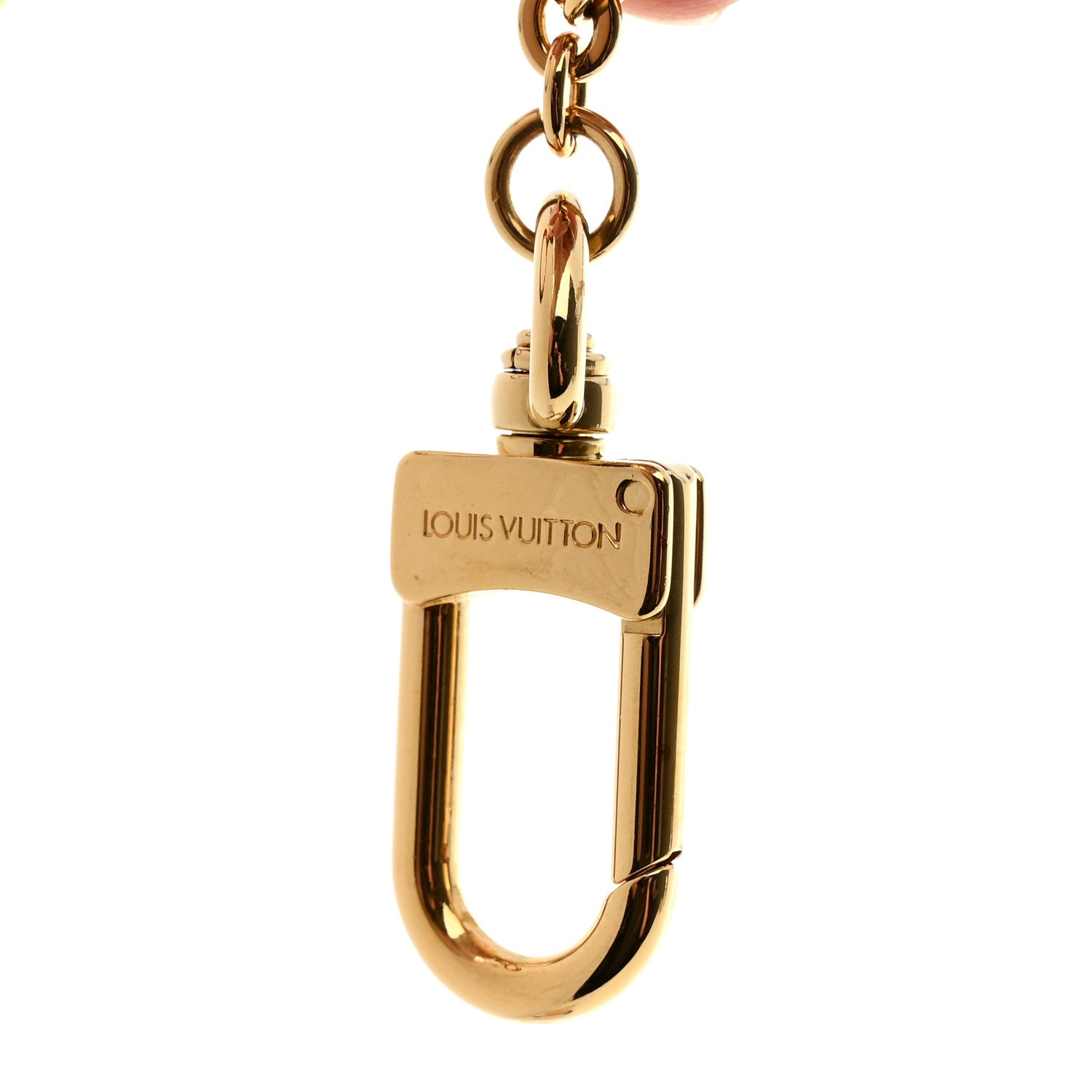 Louis Vuitton Brass Enamel Fleur De Monogram Bag Charm Chain Gold 4 of 4