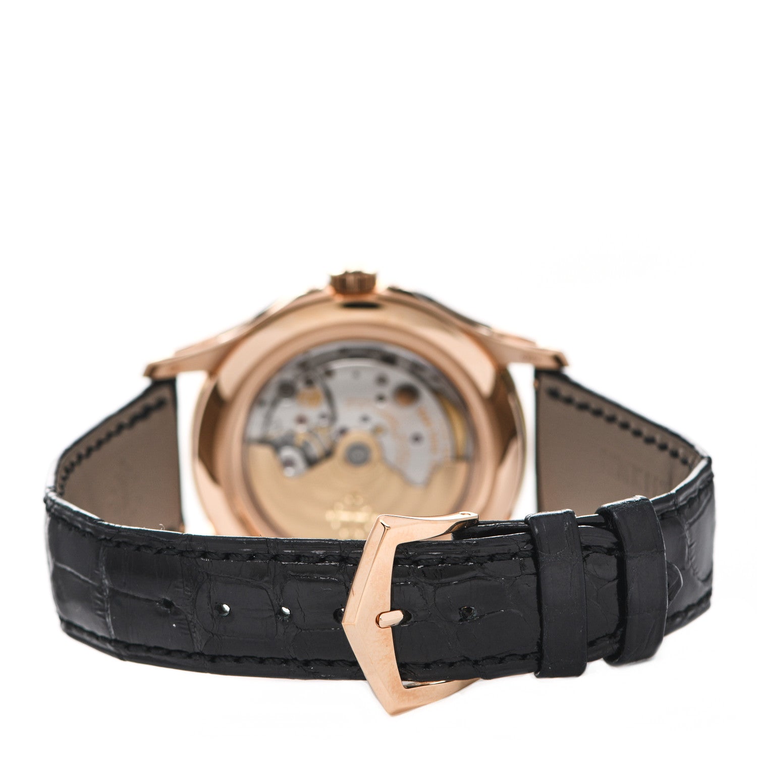 Patek Philippe 18K Rose Gold Alligator Annual Calendar Moonphase Automatic Watch Black 5205R-010 3 of 5