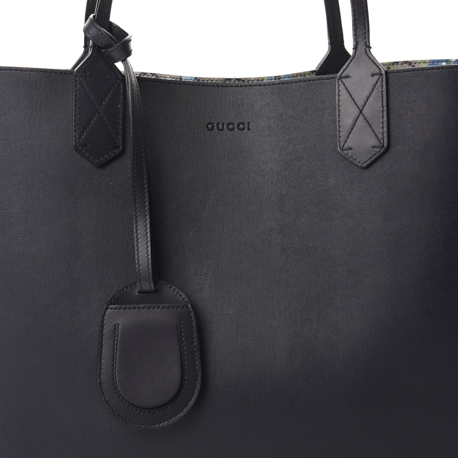 Gucci GG Supreme Monogram Blooms Medium Reversible Tote Beige Blue Navy 17 of 17