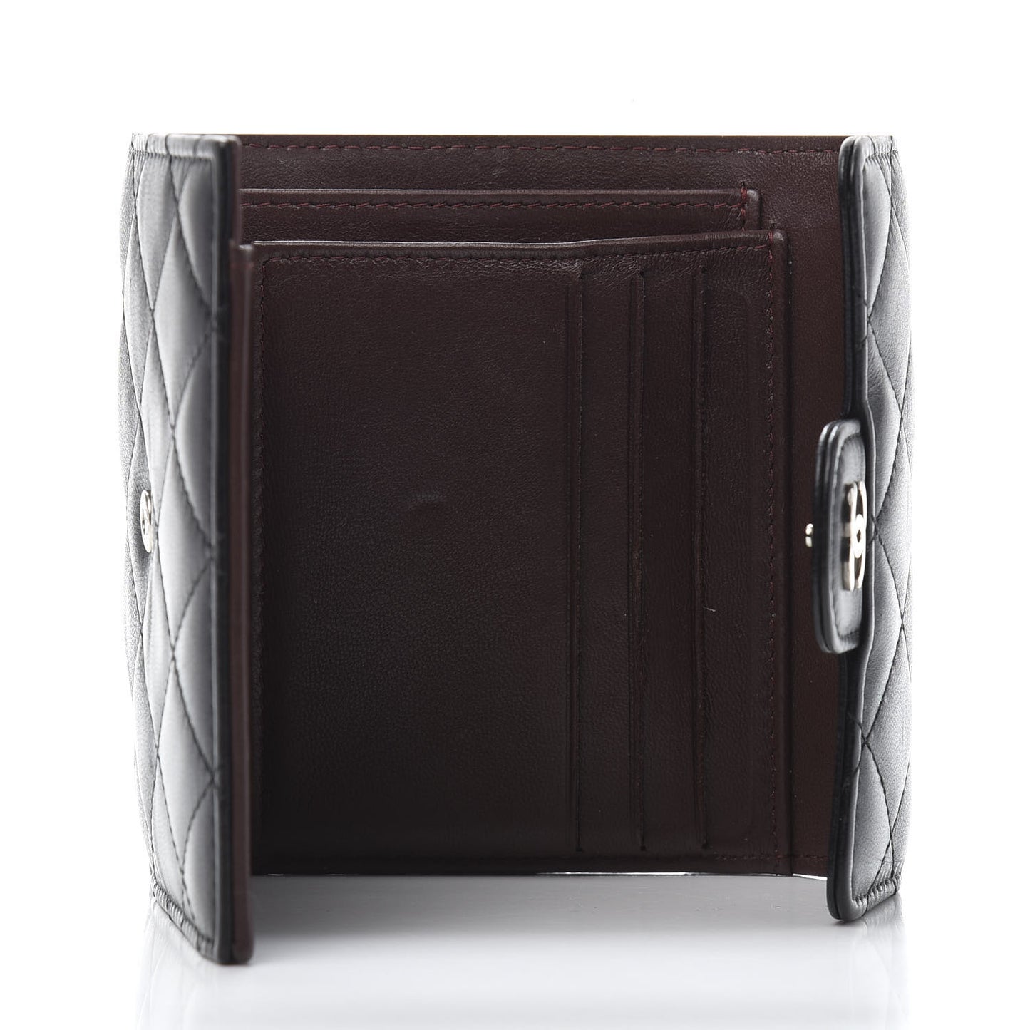 Lambskin Quilted Small Compact Wallet Black