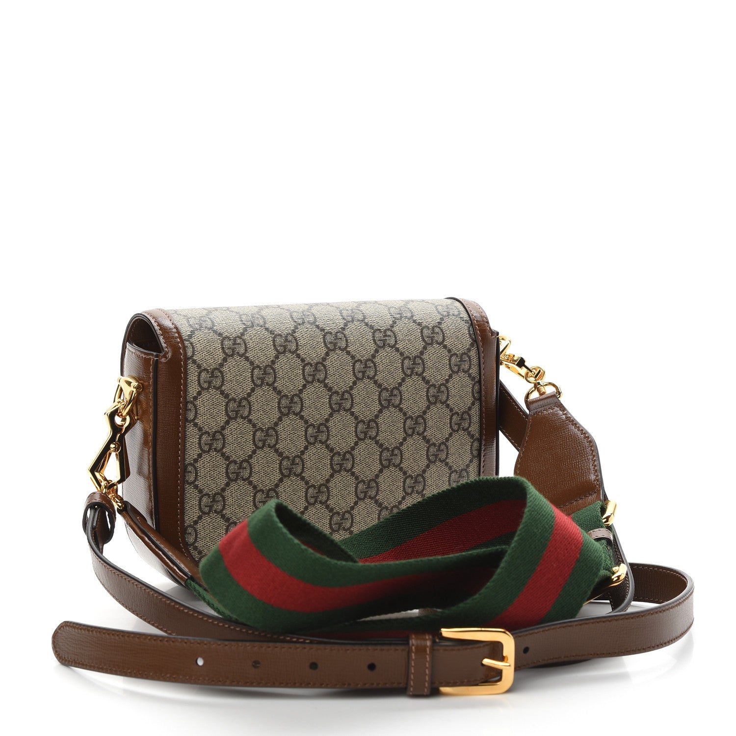 Gucci GG Supreme Monogram Web Mini Horsebit 1955 Shoulder Bag Beige Brown Sugar 3 of 10