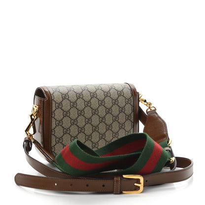 Gucci GG Supreme Monogram Web Mini Horsebit 1955 Shoulder Bag Beige Brown Sugar 3 of 10