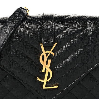 Saint Laurent Grain De Poudre Textured Mixed Matelasse Triquilt Small Monogram Satchel Black 8 of 10