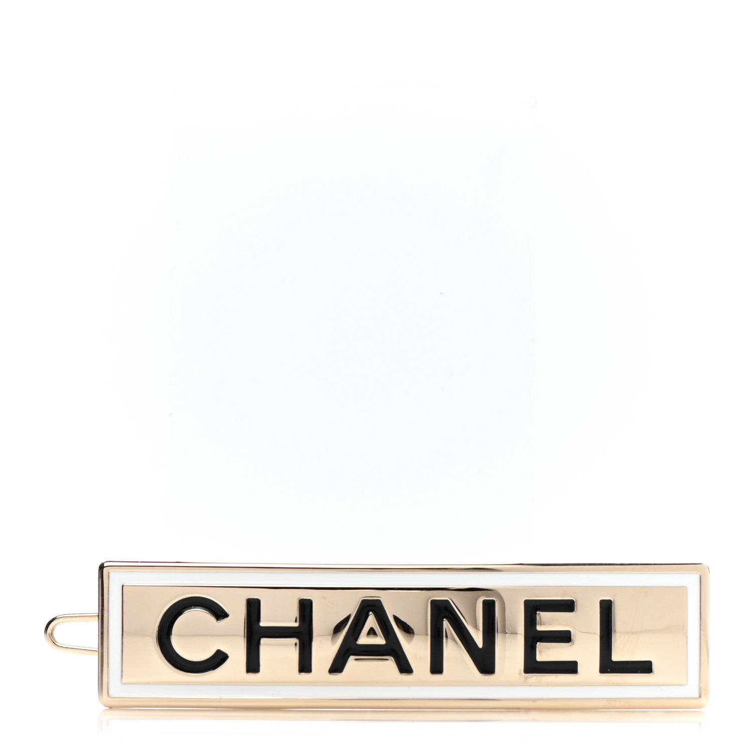 Chanel Metal Enamel Logo Hair Clip Gold 1 of 4