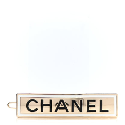 Chanel Metal Enamel Logo Hair Clip Gold 1 of 4