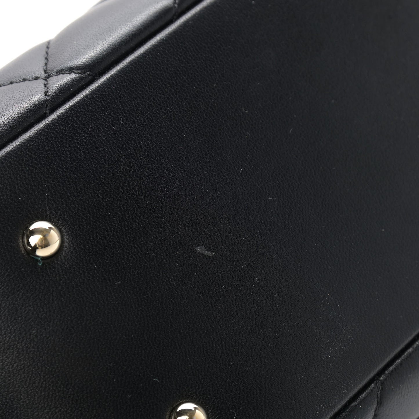 Lambskin Quilted Small Trendy CC Bowling Bag Black