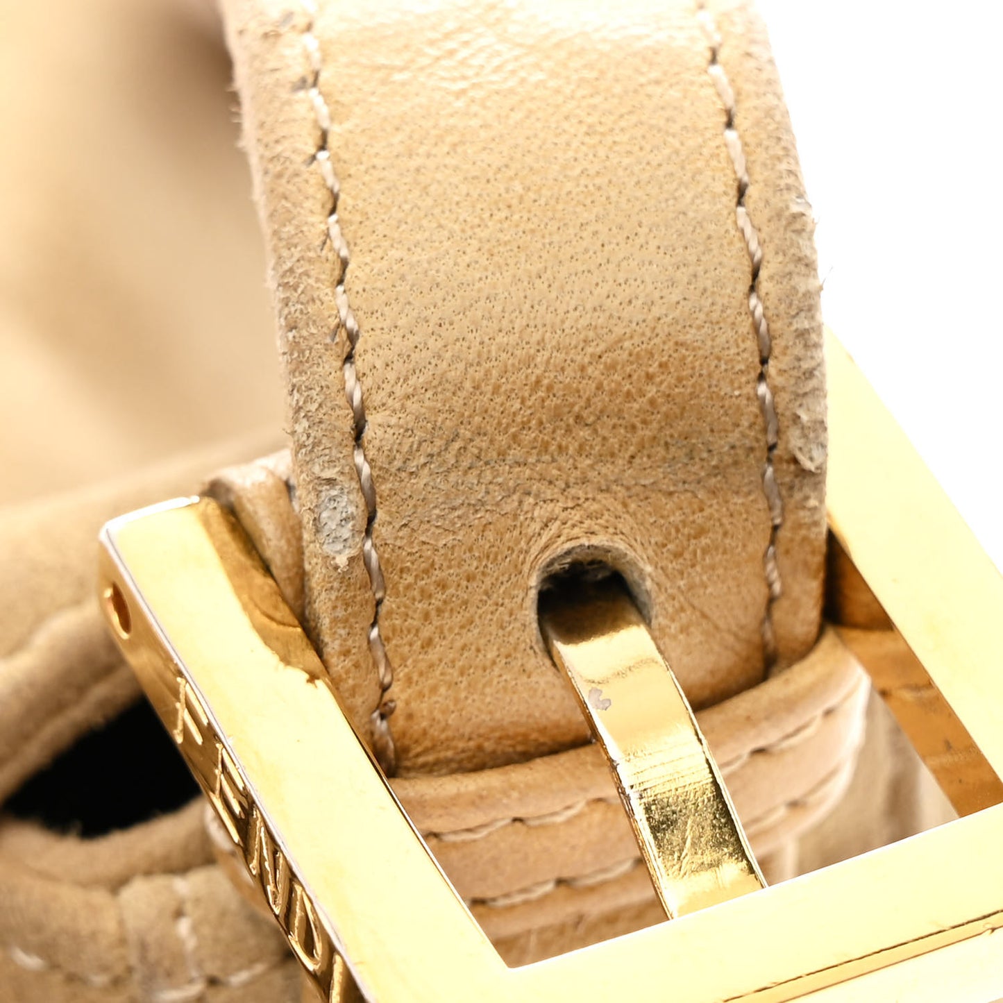 Suede Baguette Shoulder Bag Beige