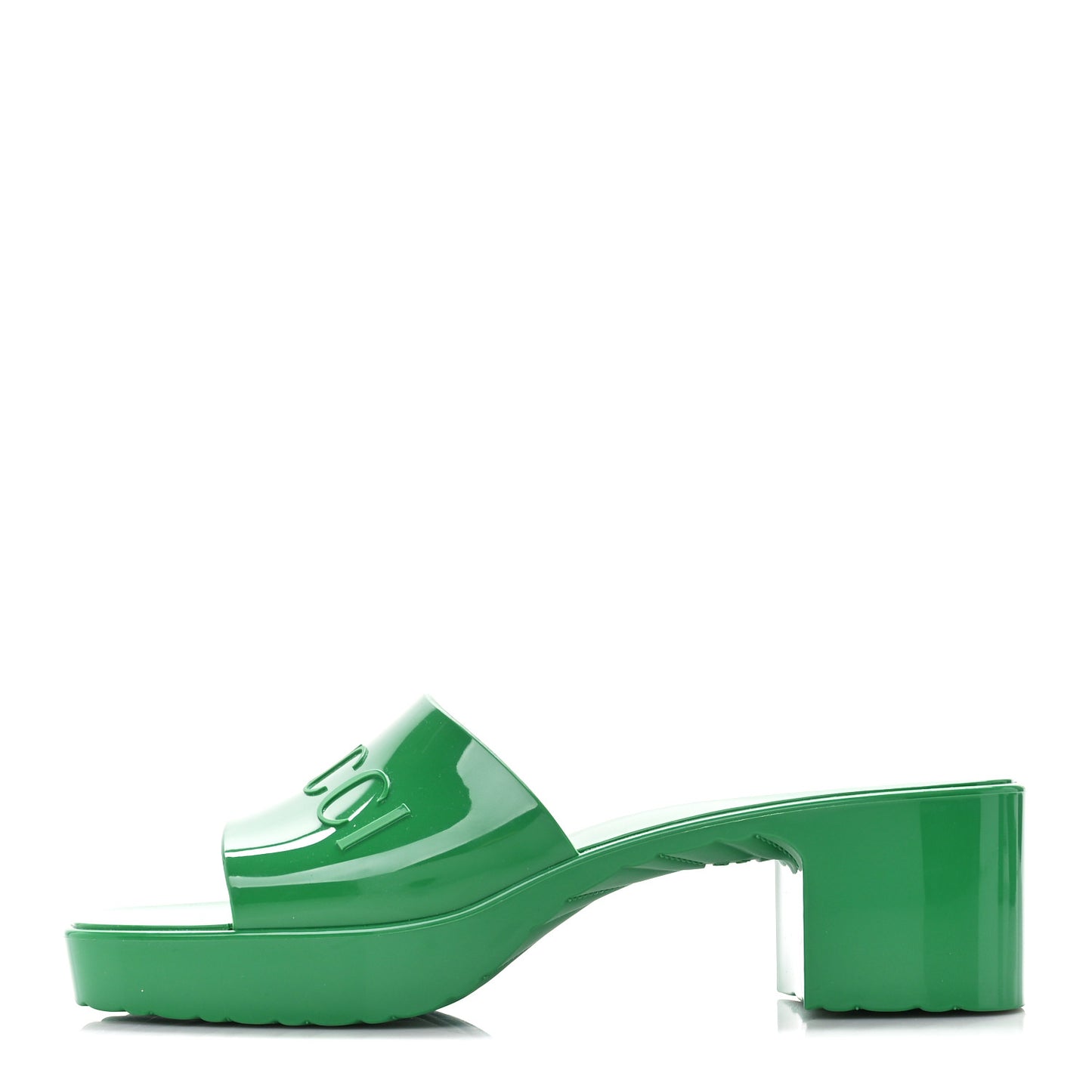 Rubber Gucci Logo Womens Platform 20/60mm Slide Sandals 40 New Shamarock