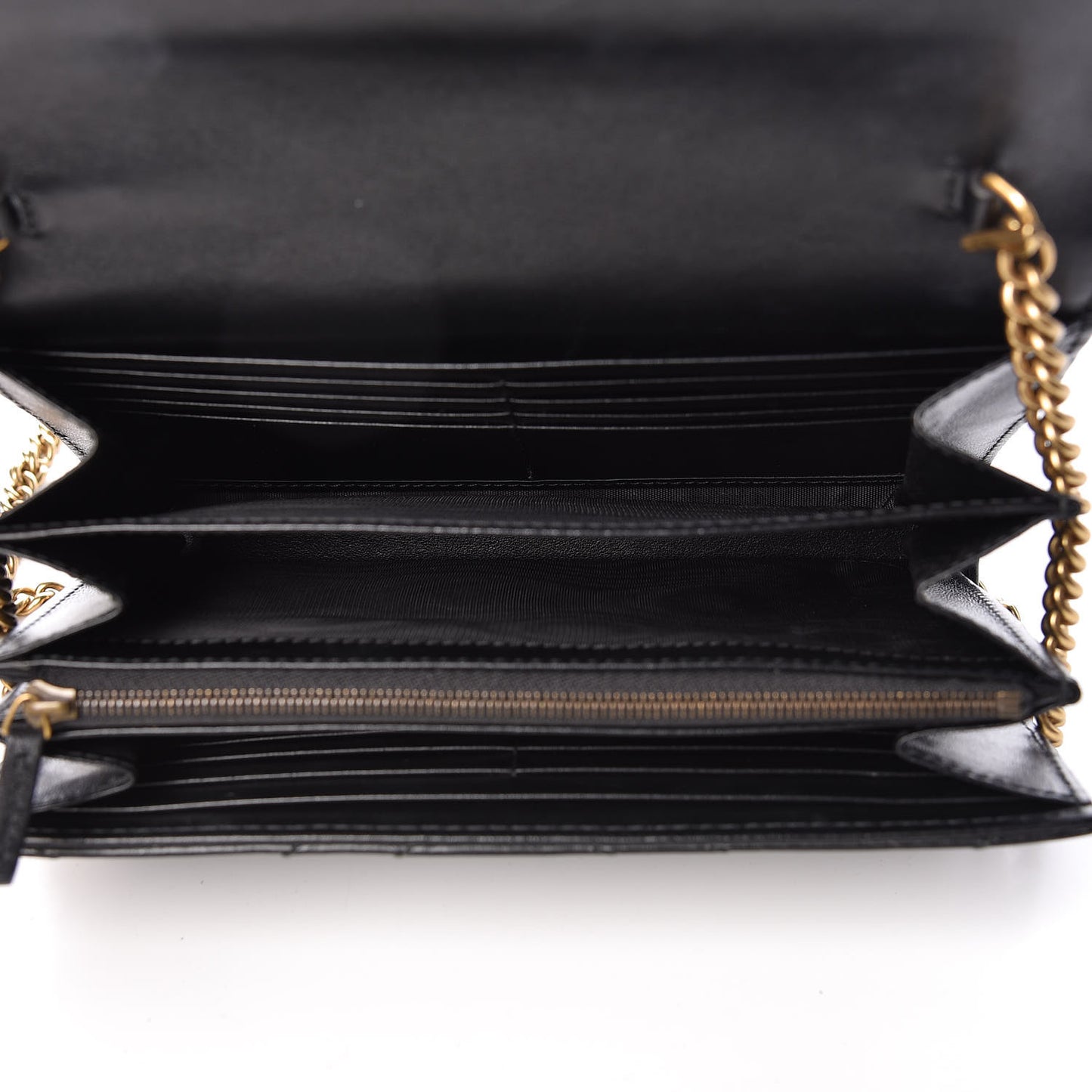 Calfskin Matelasse GG Marmont Chain Wallet Black