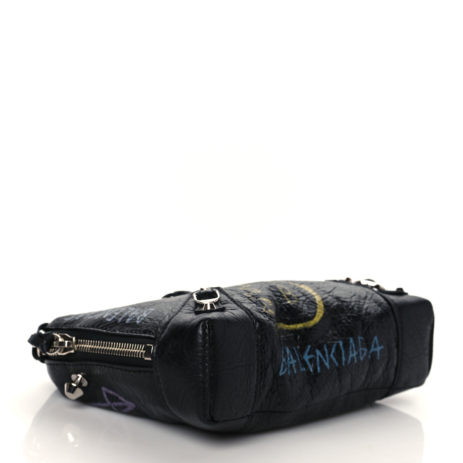 Balenciaga Agneau Classic Silver Hardware Graffiti Reporter XS Black 4 of 9