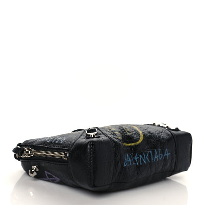Balenciaga Agneau Classic Silver Hardware Graffiti Reporter XS Black 4 of 9
