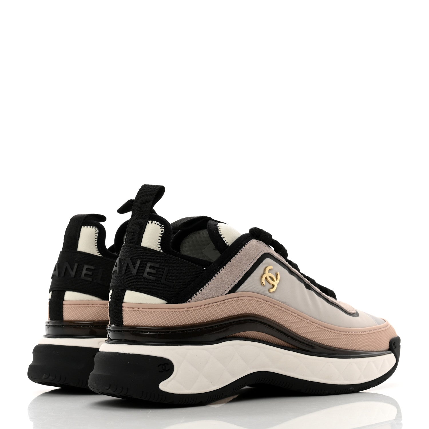 Chanel Suede Calfskin Mixed Fibers CC Sneakers 36 Pink Grey 4 of 8