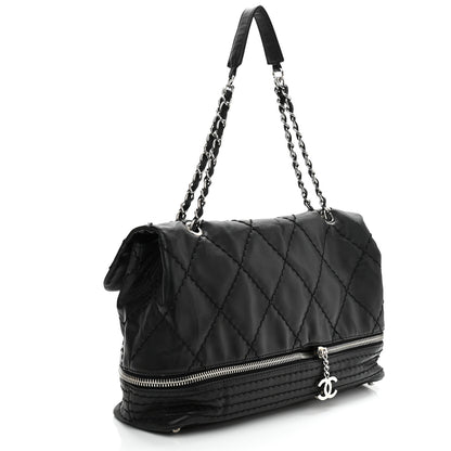 Chanel Calfskin Stitched Large Expandable Flap Bag Black 3 of 10