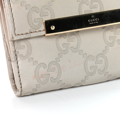 Gucci Guccissima Margaux Calfskin Metal Bar Compact Wallet Mystic White 7 of 8