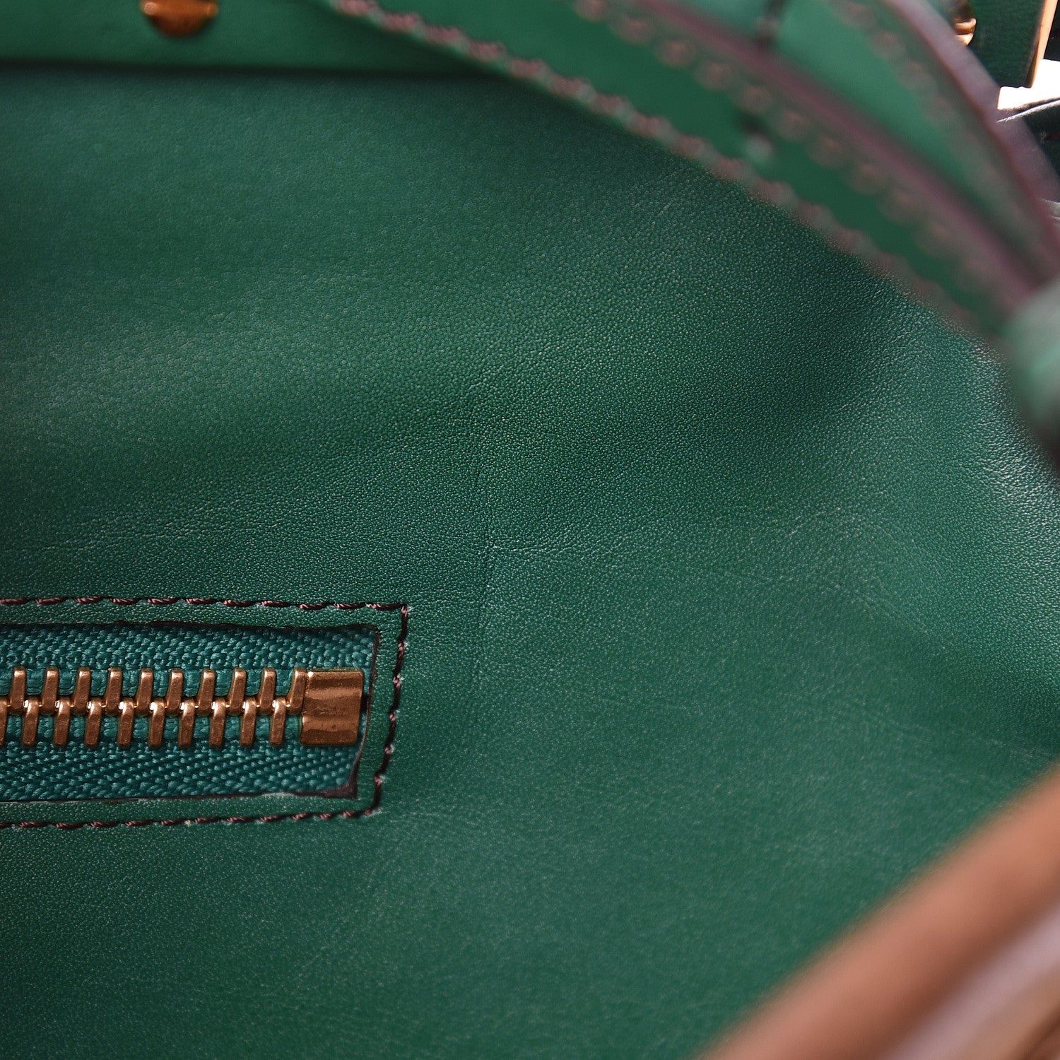 Fendi Buffalo Vitello Large Peekaboo Iconic Satchel Tobacco Verde 27 of 29