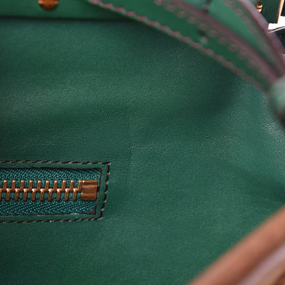 Fendi Buffalo Vitello Large Peekaboo Iconic Satchel Tobacco Verde 27 of 29