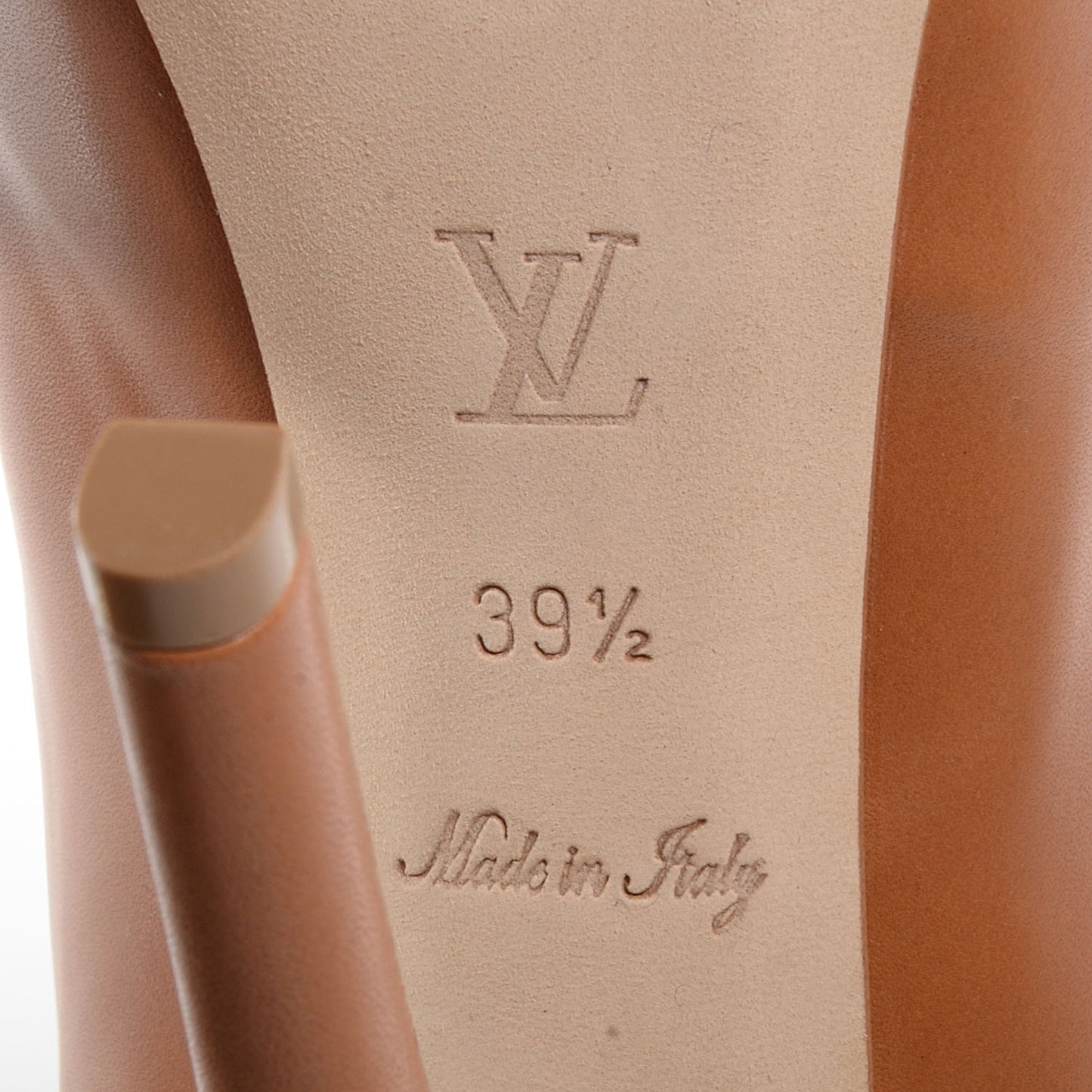 Smooth Calfskin Oh Really Peep Toe Pumps 39.5 Tan