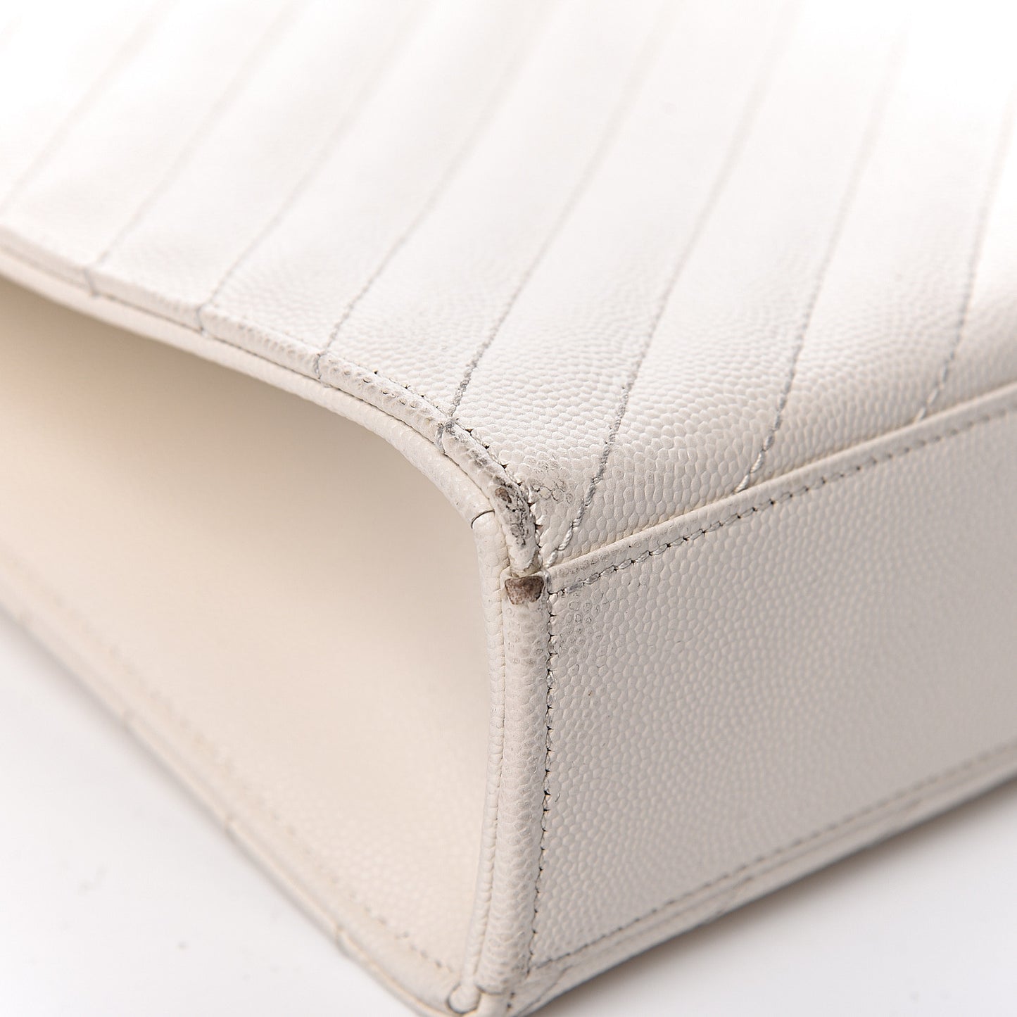 Grain De Poudre Matelasse Chevron Large Monogram Satchel White