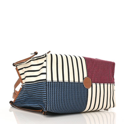 Loewe Canvas Calfskin Print Paulas Ibiza Stripes Cushion Tote Red White 4 of 6