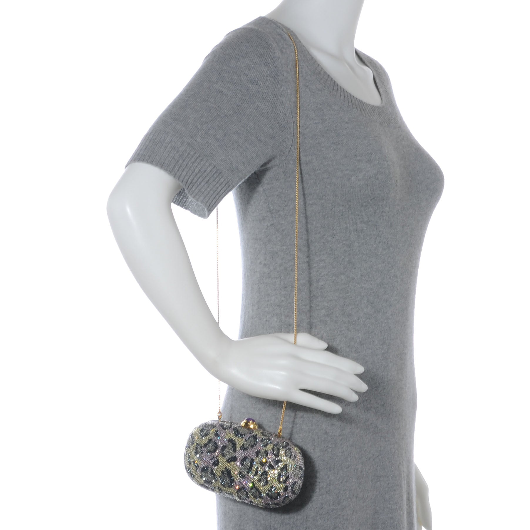 Judith Leiber Swarovski Crystal Leopard Minaudiere Clutch 2 of 6