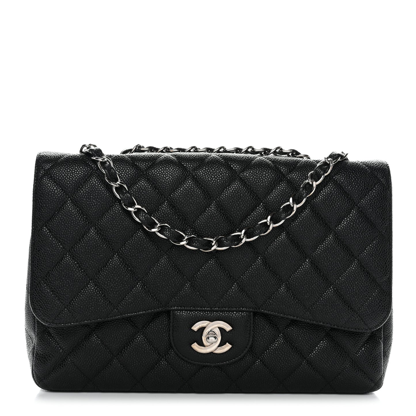Caviar Quilted Jumbo Single Flap Black Black
