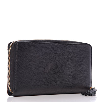 Gucci Pebbled Calfskin Bamboo Tassel Zip Around Wallet Black 3 of 10