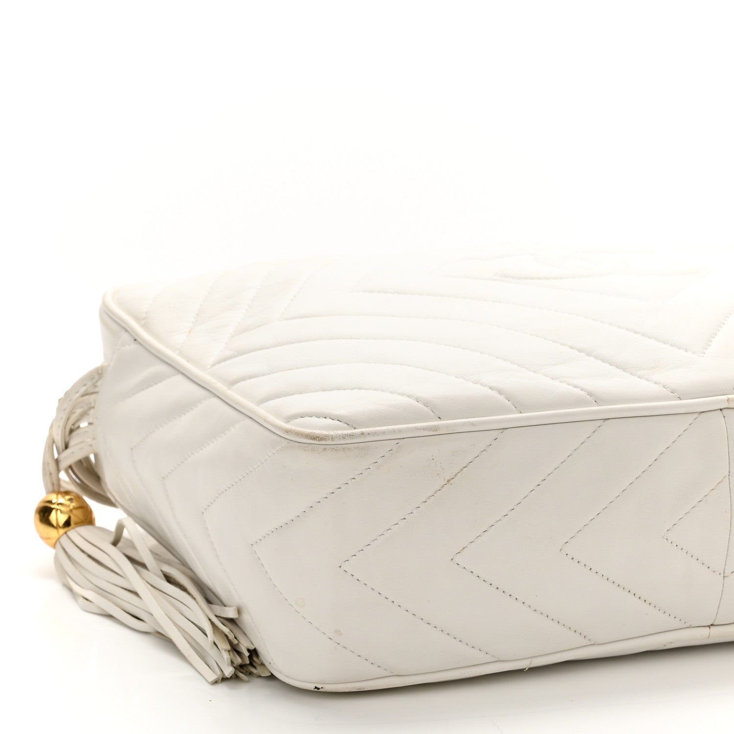 Chanel Lambskin Quilted CC Tassel Camera Case White 10 of 18