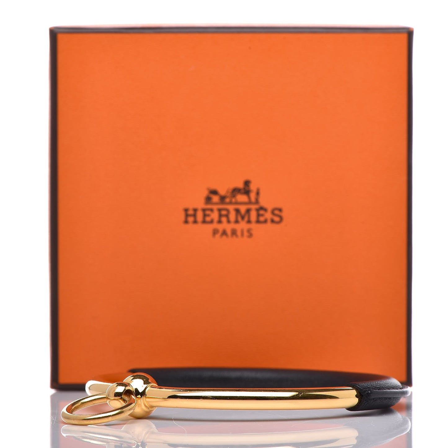 Calfskin Loop 1 Bracelet M Gold Black