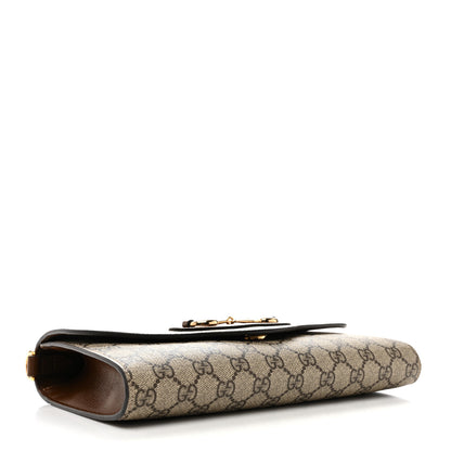 Gucci GG Supreme Monogram Azalea Calfskin Web Small Horsebit 1955 Crossbody Bag Beige Ebony Brown Sugar 4 of 10