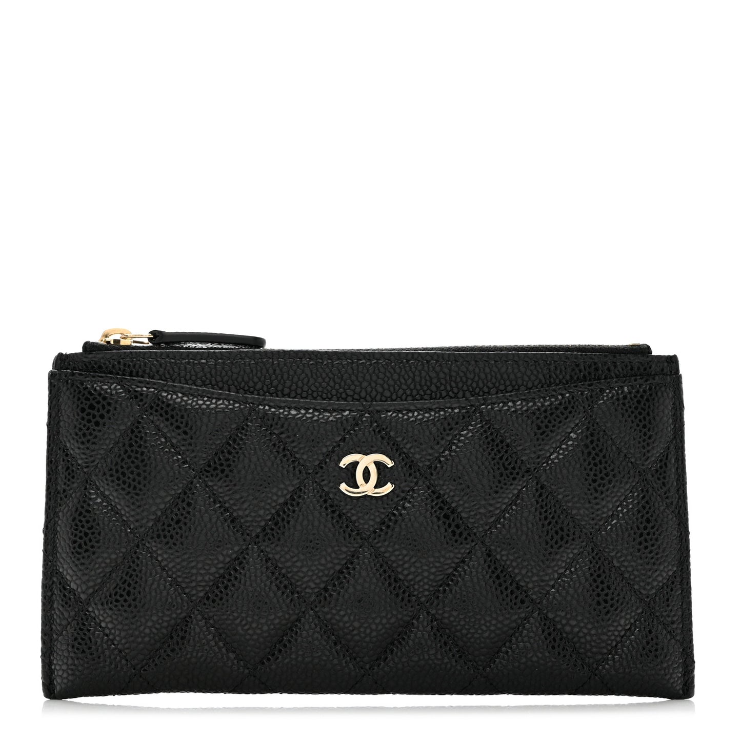 Caviar Quilted Classic Zip Pouch Black