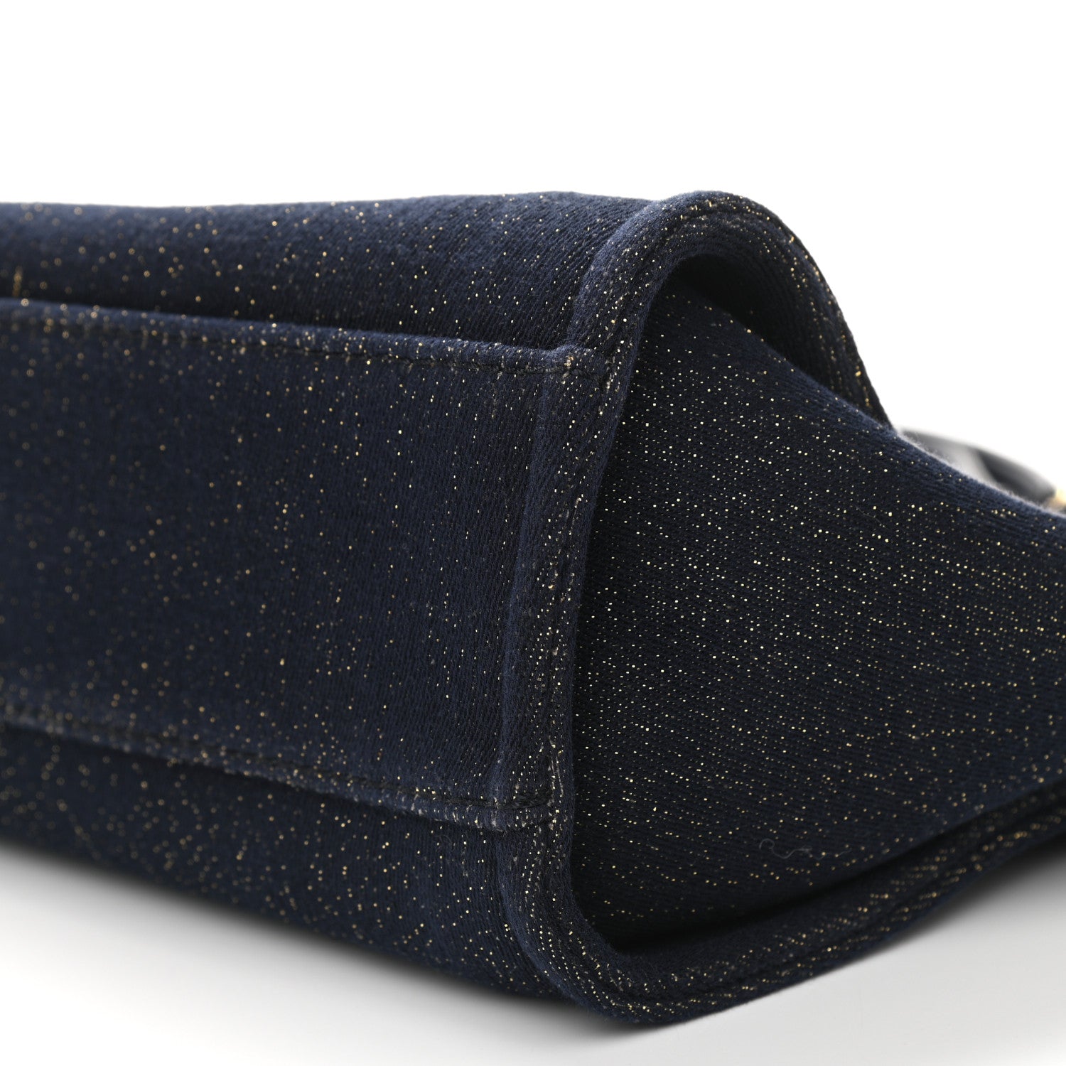 Chanel Lurex Canvas Small Deauville Tote Navy Blue Gold 10 of 10