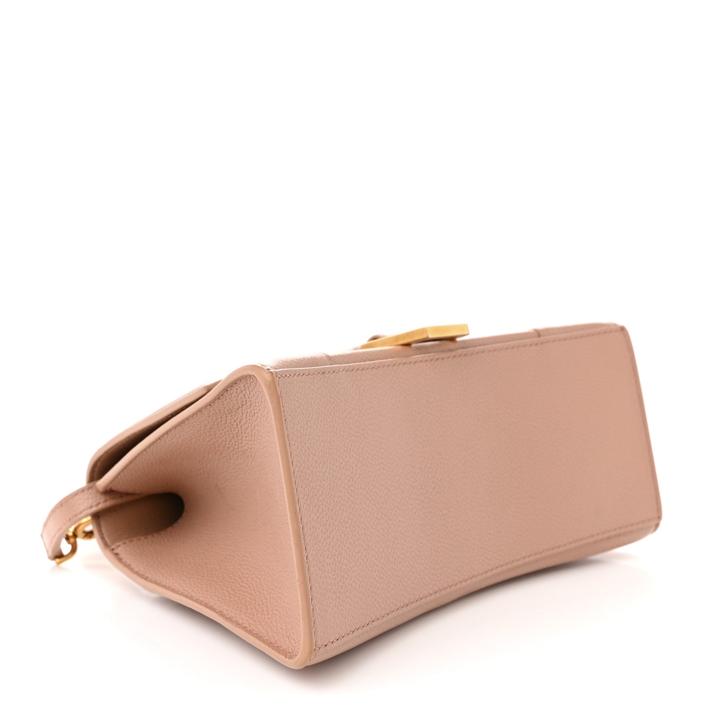 Grained Calfskin Small Hourglass Top Handle Bag Nude Beige