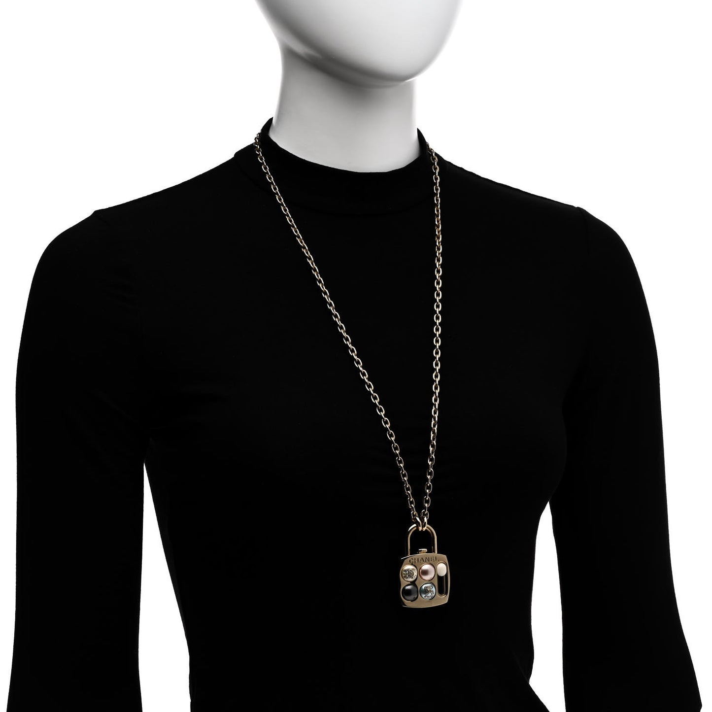 Pearl Resin Crystal CC No 5 Eyeshadow Pendant Necklace Multicolor