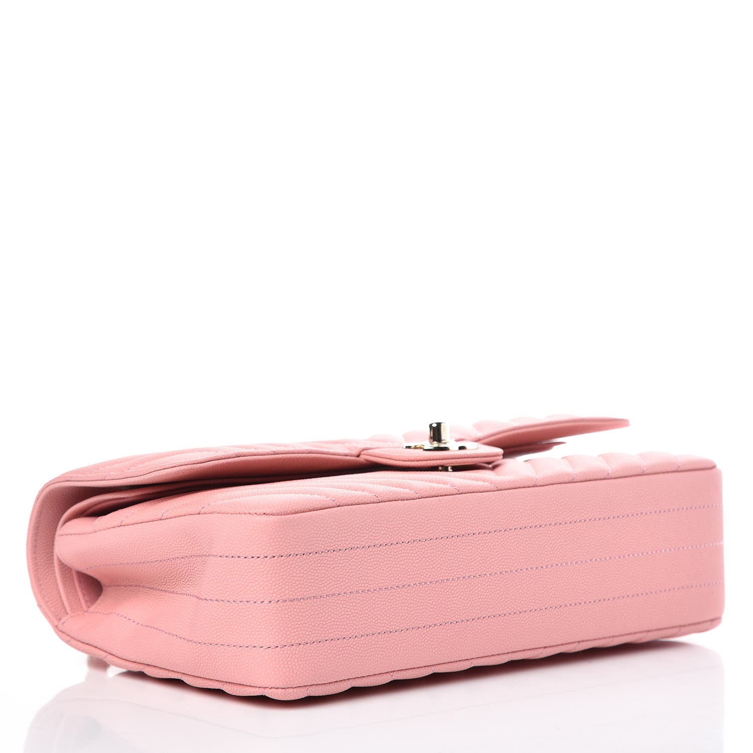 Chanel Caviar Chevron Quilted Medium Double Flap Pink 4 of 10