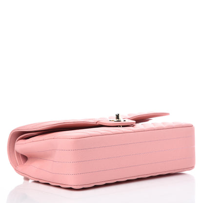 Chanel Caviar Chevron Quilted Medium Double Flap Pink 4 of 10
