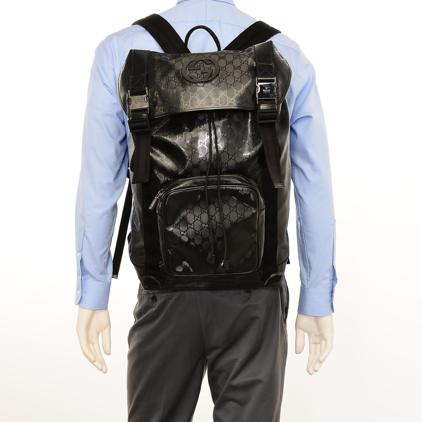 Imprime Monogram Large Interlocking G Double Buckle Backpack Black