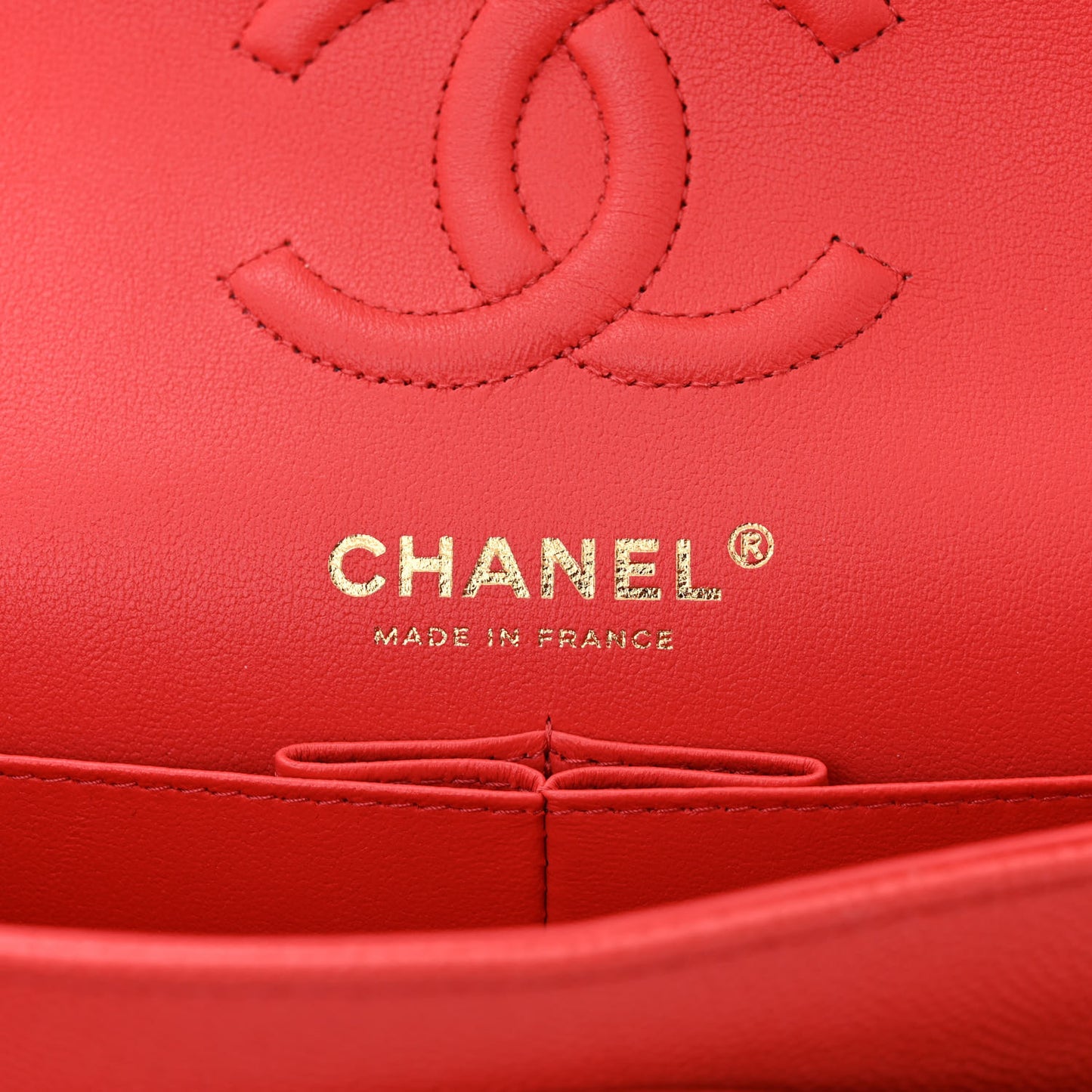 Caviar Quilted Small Double Flap Red