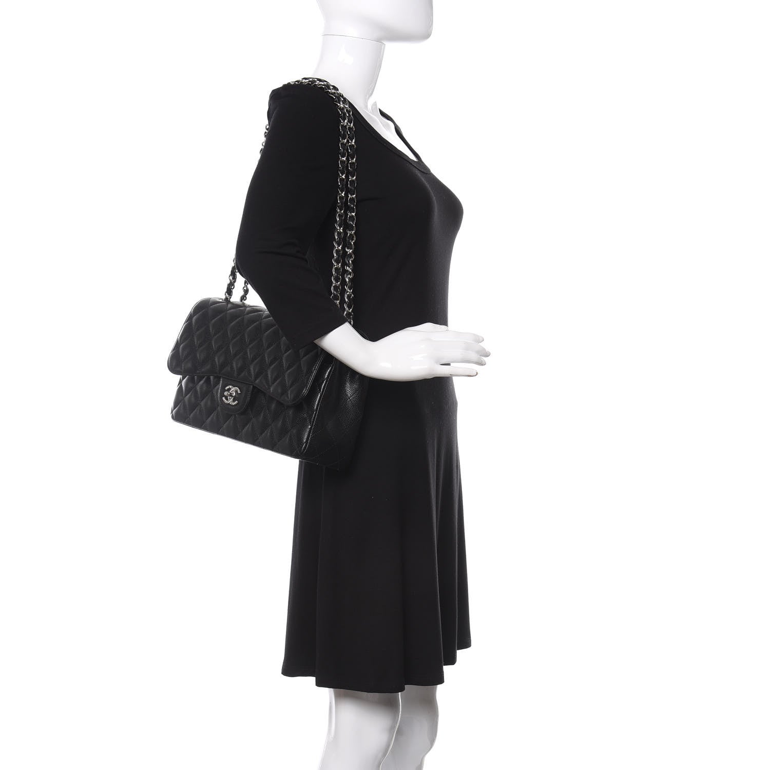 Chanel Caviar Quilted Jumbo Double Flap Black 2 of 11
