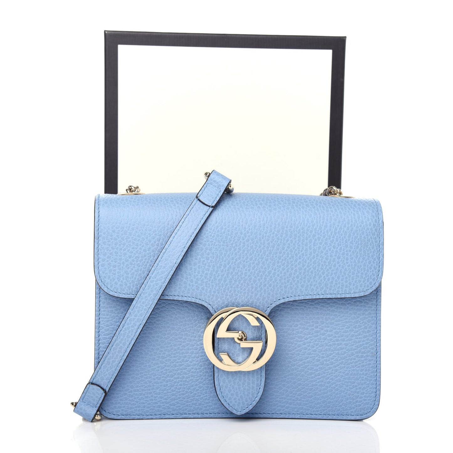 Dollar Calfskin Small Interlocking G Shoulder Bag Mineral Blue