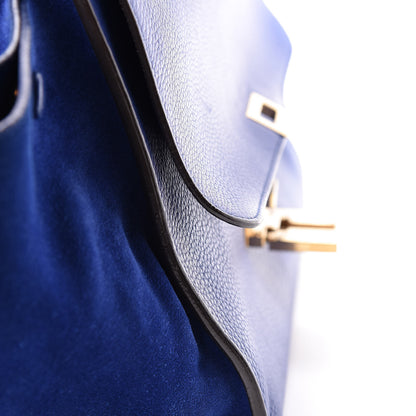 Celine Drummed Calfskin Suede Small Trapeze Indigo 15 of 24