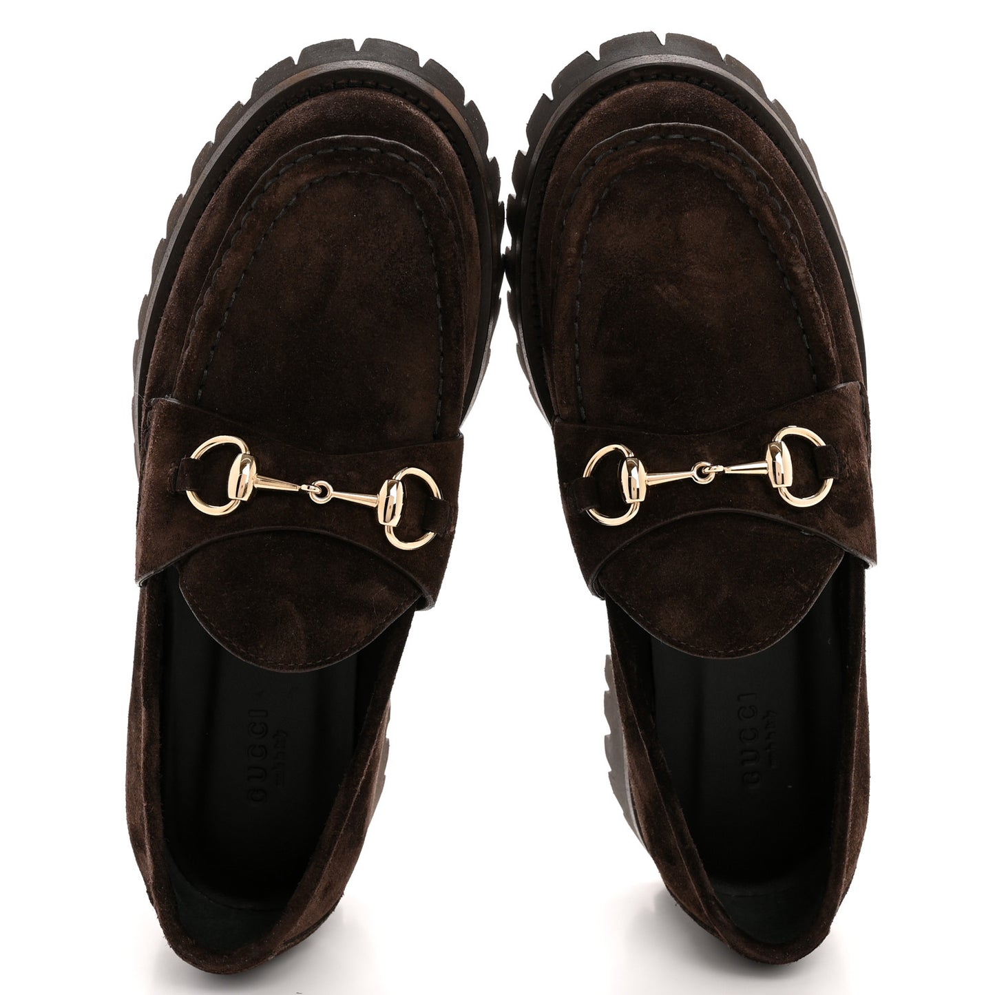Suede Womens Horsebit Lug Sole Loafers 38.5 Dark Brown