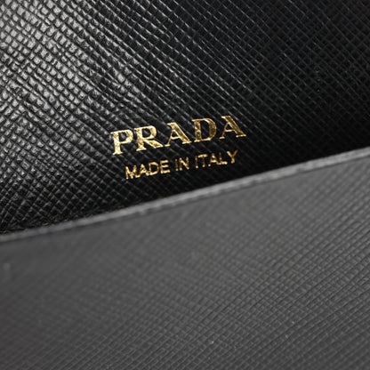 Prada Saffiano Triangle Zip Card Holder Black 6 of 10