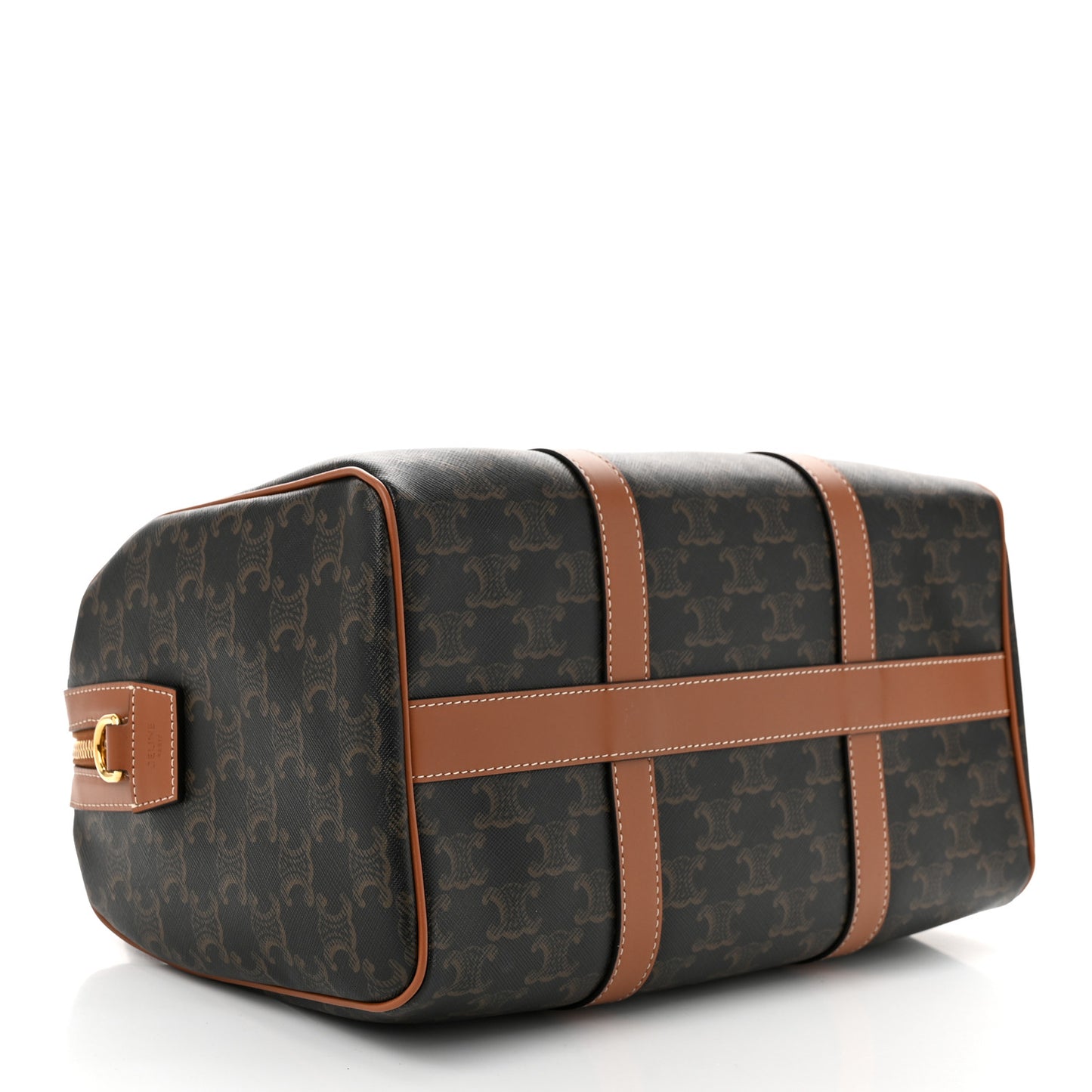 Triomphe Canvas Calfskin Large Boston Bag Tan